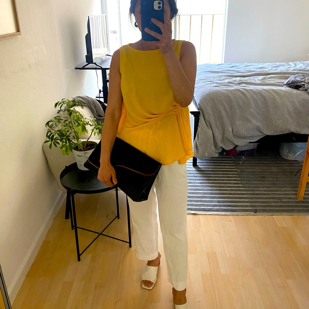 Yellow front-gathered Zara blouse